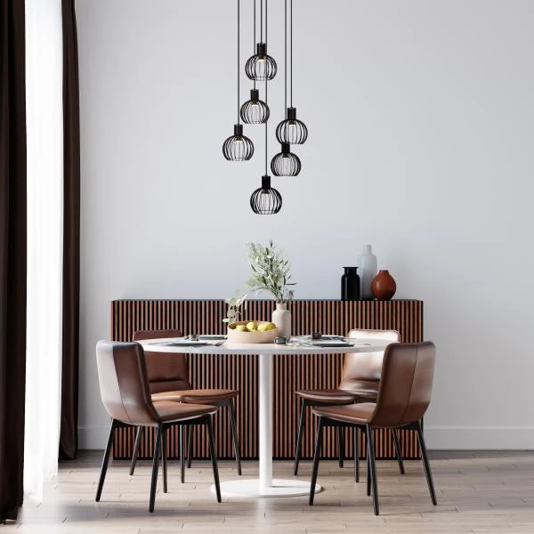 Lucide MIKAELA - Pendant light - Ø 35 cm - 6xE14 - Black - atmosphere 1